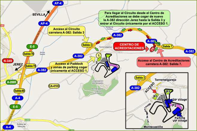 Plano Centro de Acreditaciones y Circuito de Jerez-Angel Nieto